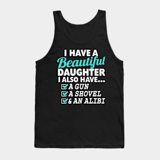 DAD Beautiful Daughter BLACK Print Tank Top